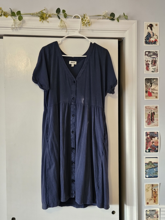 Pact Dresses & Skirts - Pact Navy Button-Front Midi Dress